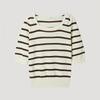 [shs Miss] Квадратный вырез горловины в полоску трикотаж Sskpop22240 Br
