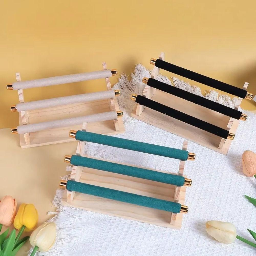 Necklace Bracelet Jewelry Organizer 3-Tier Ring Display Rack Wooden Ring Holder  Retail Display