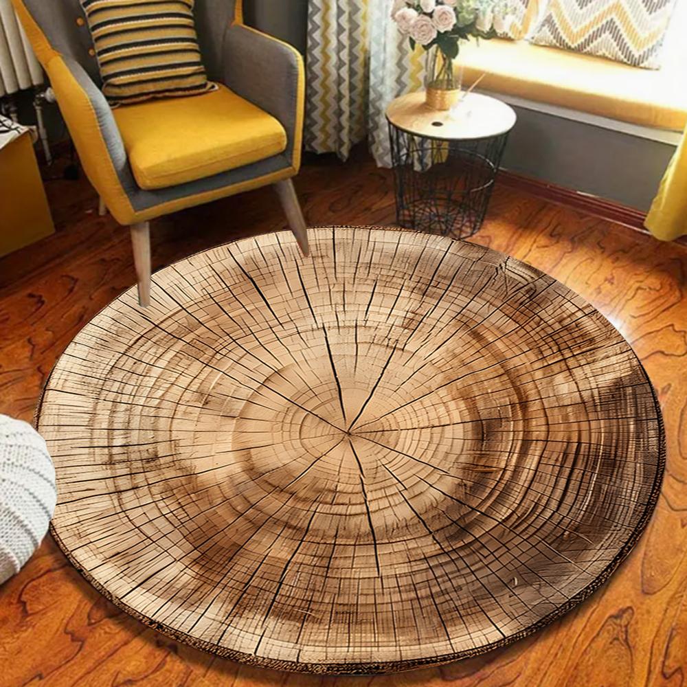 Natural Tree Stump Art Carpet Vintage Crack Pattern Mat Rustic Area Rug for Living Room Home Decoration Home Rugs for Bedroom