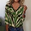 Women's Summer Casual Versatile Trend Leopard Print Long Sleeved V-neck T-shirt