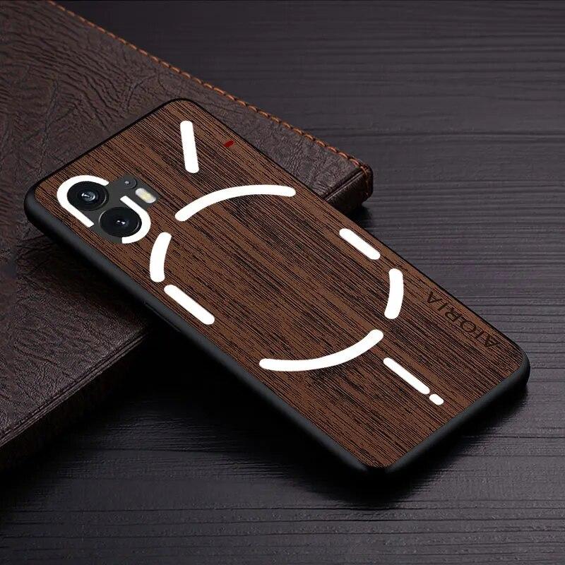 Case for Nothing Phone 1 2 Two Nothing Phone2 Funda Bamboo Wood Pattern Leather Phone Cover Luxury Coque for Nothing Phone 2 Case
