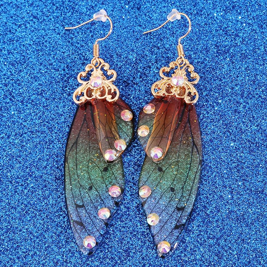 Модные женские украшения Элегантные серьги-капли Длинные серьги в форме крыла цикады
