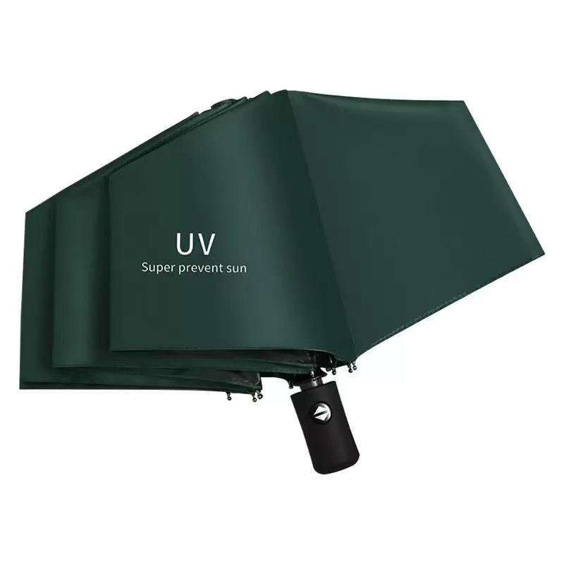 UV Automatic Black Rubber Sunshade, Dual-purpose Sun and Rain Protection, UV Resistant Folding Sunshade