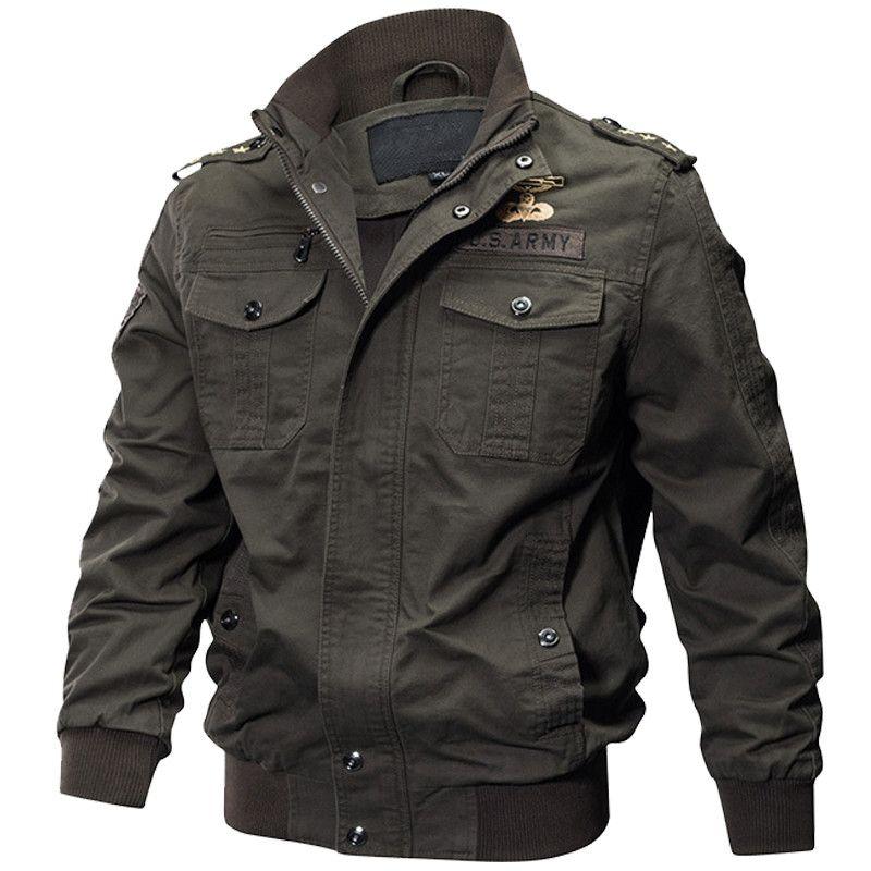 Весенне-осенняя куртка мужская хлопковая стираная военная форменная куртка большого размера 6XL с воротником-стойкой