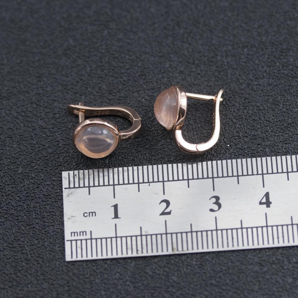 Серьги из натурального розового кварца, серебро 925 пробы, 8,0 мм, розовый драгоценный камень, изысканные украшения для женщин, серьги-гвоздики с застежкой для девочек