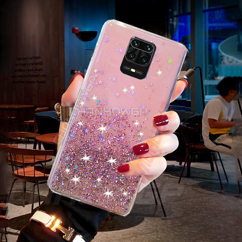 Чехол для Xiaomi Redmi Note 9S 9 Pro Note9, мягкая задняя крышка из ТПУ с блестками и блестками для Redmi 9 9A 9AT 9C, NFC, прозрачные силиконовые чехлы для телефонов с сияющей звездой