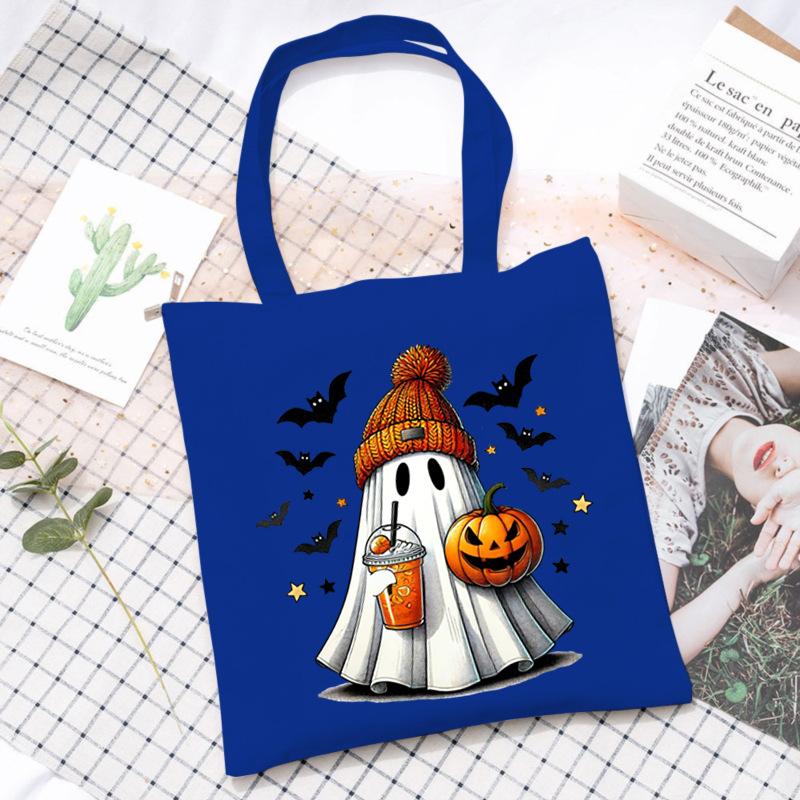 Halloween Printed Shoulder Bag Female Large Capacity Student Canvas Bag Tutoring Shopping Bag