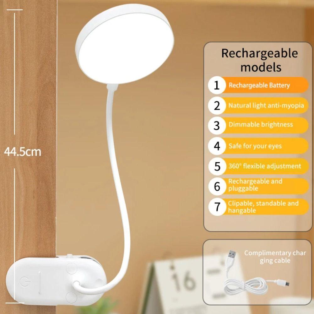 USB Charging Table Lamp With Clip LED Light Creative Reading Night Light Bed