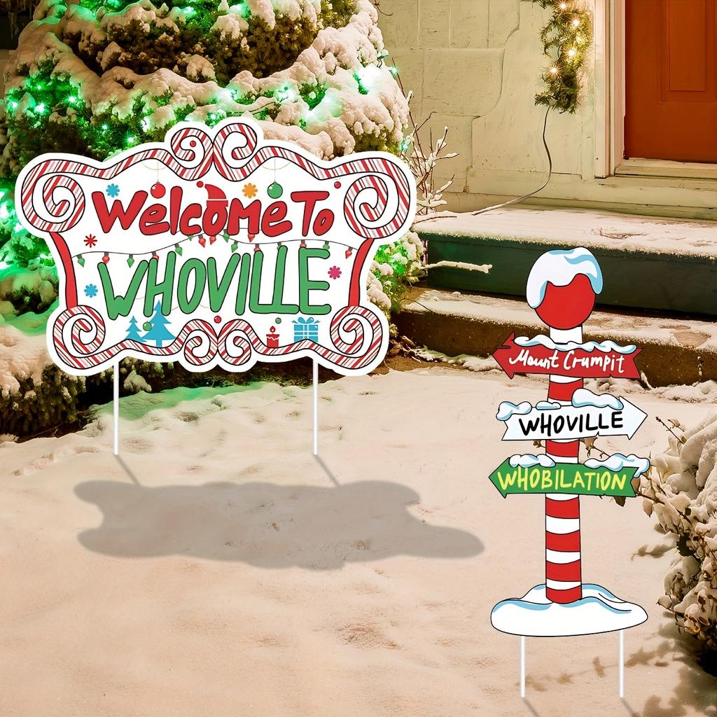 Merry Christmas Decorations, Welcome To Whovilve Yard Signs Stakes,Christmas Lawn Garden Pathway Decorations for Home Decor Outd