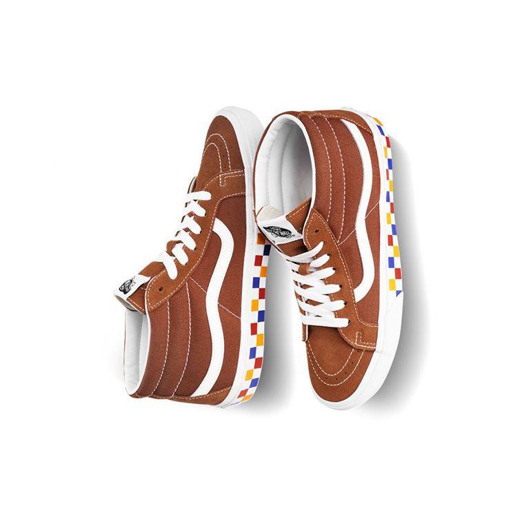 Vans Sk8 Reissue Checkerboard Mid-Top Скейтерские кроссовки унисекс Redwood VN0A391F2BM