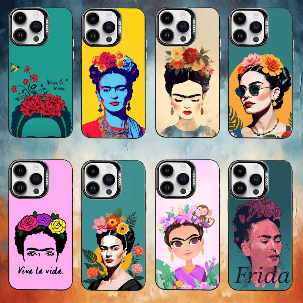 Чехол для телефона F-Frida-s K-Kahlo-g Art для iPhone 17,16,15,14,13,12,11 Plus,Pro Max,XS,Цветной серебристый чехол для телефона