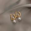 14K Gold Plated Letter D Pearl Korean New Fashion Jewelry Earrings Before After Elegant Women's Daily Versatile Accessories MIT