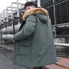 Утепленная мужская зимняя куртка средней и длинной длины в корейском стиле с пуховой подкладкой, молодежная трендовая зимняя утепленная куртка