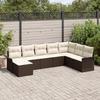 8-piece Garden Sofa Set with Brown Poly Rattan Cushions, 2-seater Garden Sofa with Storage 3354147