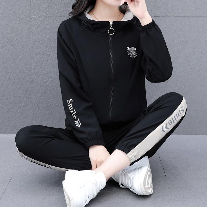 Осенне-зимний повседневный спортивный костюм для женщин, Осенний стиль, Комплект женской одежды для бега для женщин, Комплект из двух предметов