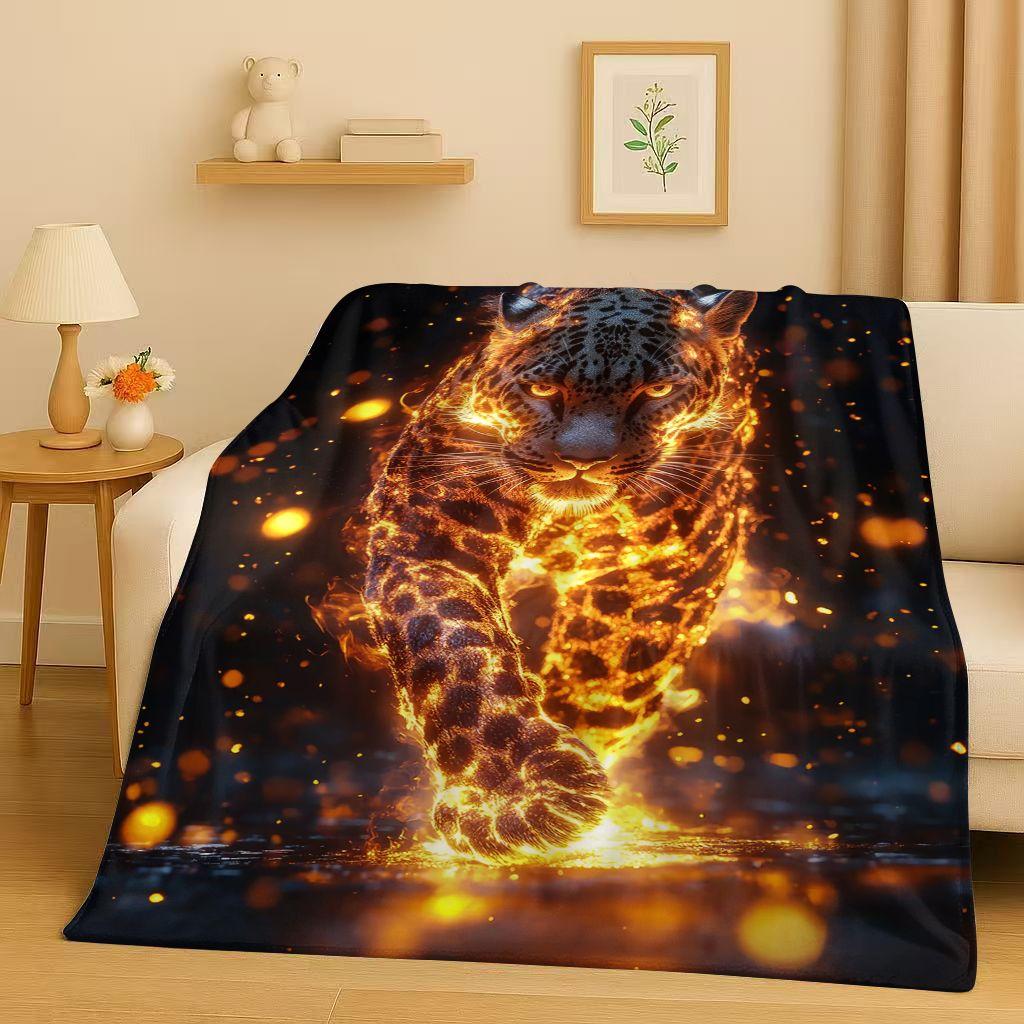 3D Cheetah Leopard Beast Flannel Blanket,Ultra Soft Warm Plush Throw for Home Bedroom Bed Sofa Cover Office Travel Camping Gift