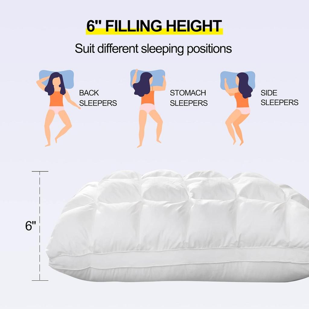 Подушки Queen Size Soft Support Queen Pillows 1 Pack для кровати, пушистая пуховая альтернативная подушка, роскошная гелевая подушка для отеля для сна на боку (белый)