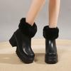 Модные сапоги на платформе и высоком каблуке, женские теплые зимние сапоги для женщин, водонепроницаемые высокие ботильоны, утолщенные плюшевые зимние туфли Botas Mujer