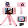 Yukicam Kids Camera with Digital Camera for Elementary School Compact Camera Toy Video Camera with Rotating Ages Girls and Birthday Day Gift Tripod,
