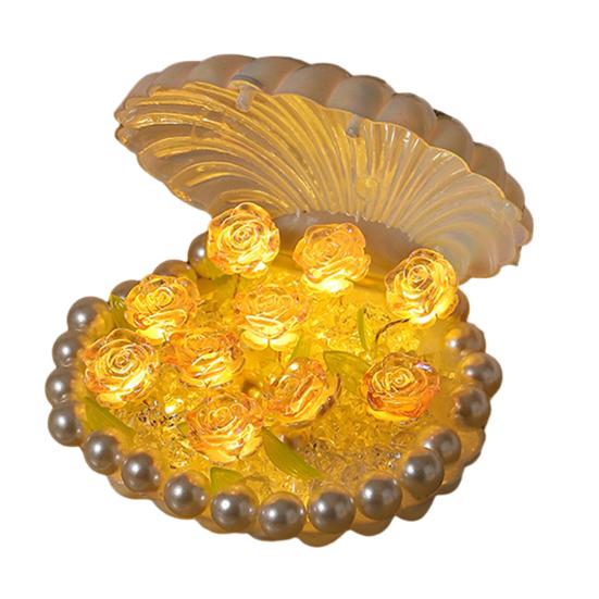 Роза Ночник Цветок Лампа Ракушка Свет Роза Спальня Настольные Лампы Теплый Свет Атмосферы Уникальные Подарки для Женщин Ее Подруги Жены