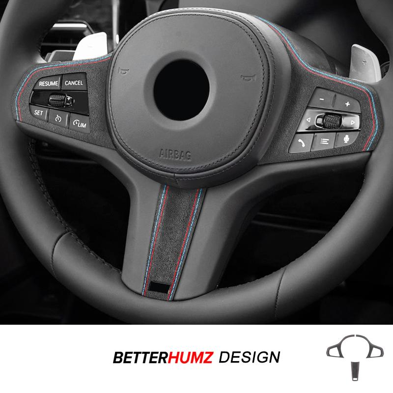 For BMW G20 G30 F40 G21 G28 G11 G12 Z4 G32 Made of Alcantara Steering Wheel Button Trim Stickers Car Interior Tuning Accessories
