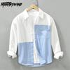 Корейский уличный стиль свободный топ весна-лето чистый хлопок мужская повседневная рубашка с отворотом и длинным рукавом молодежная модная мужская одежда