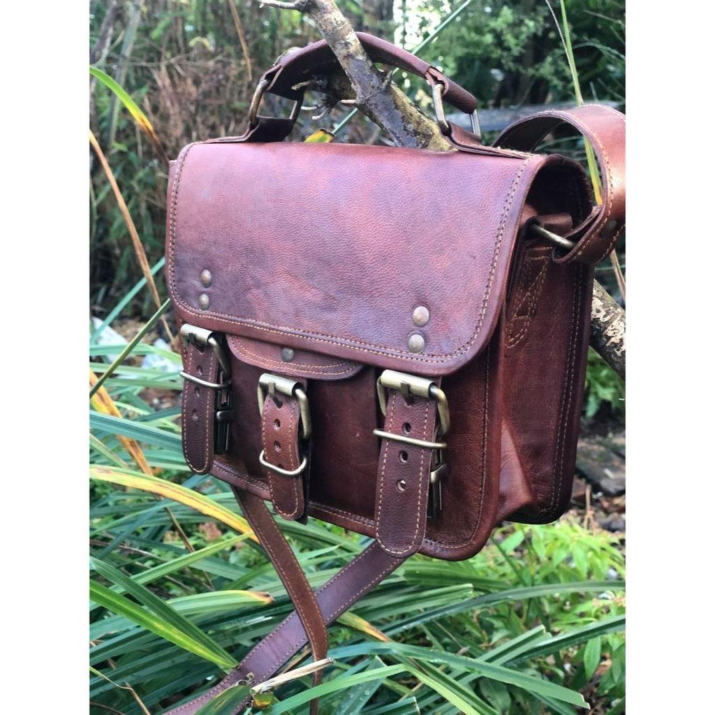 Маленькая кожаная сумка, детская сумка размером 7 x 9 дюймов с ручкой, кожаная сумка через плечо, маленькая кожаная сумка в традиционном стиле, симпатичная сумочка.