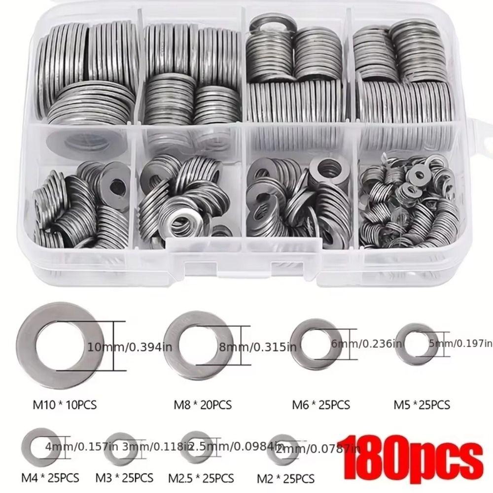 180PCS Flat Design Stainless Steel Sealing Gasket Sump Plug Washer Kitchen Applications
