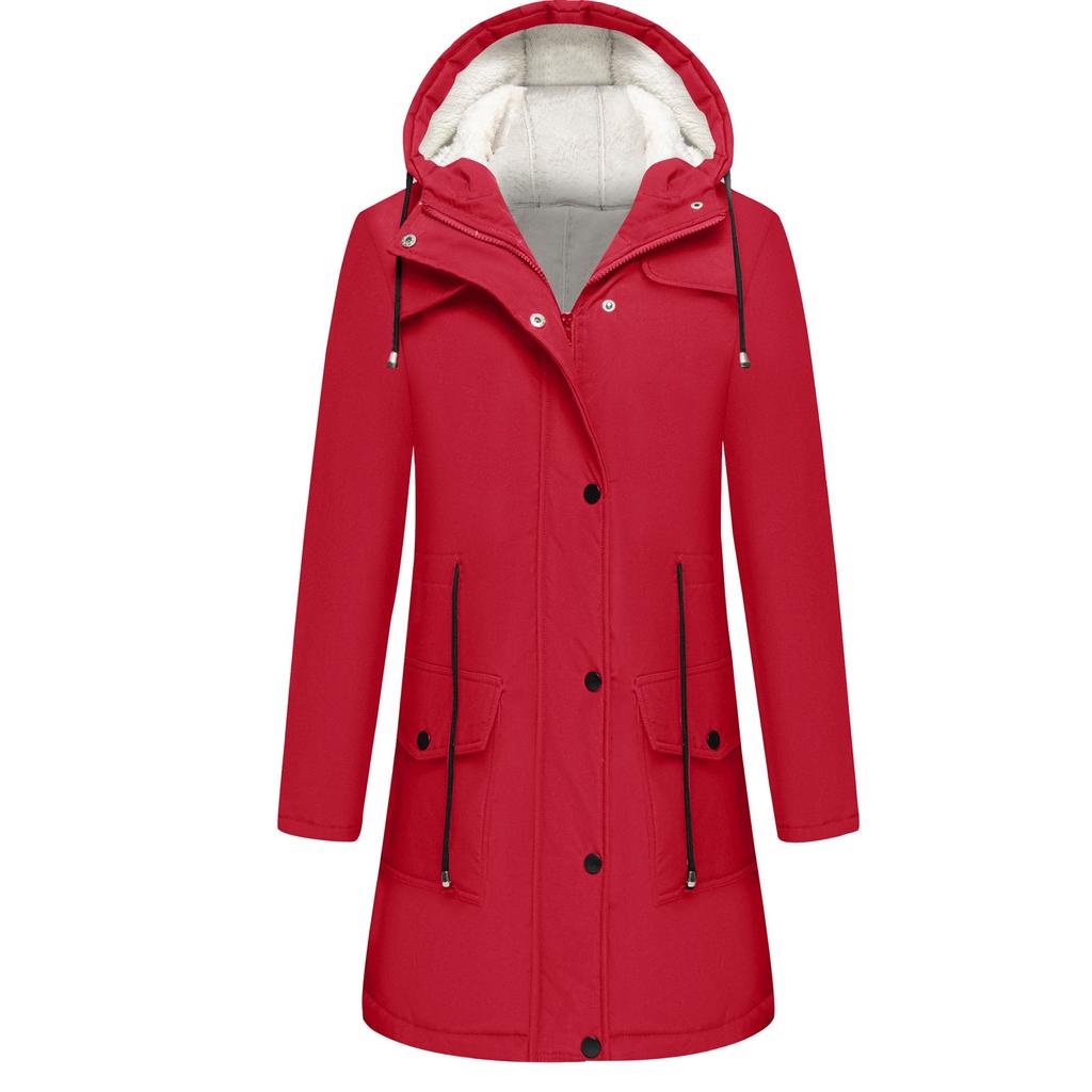 Женская однотонная куртка Hardshell с капюшоном, ветровка с длинным рукавом и флисовая куртка для походов на открытом воздухе, куртка средней длины, водонепроницаемая куртка