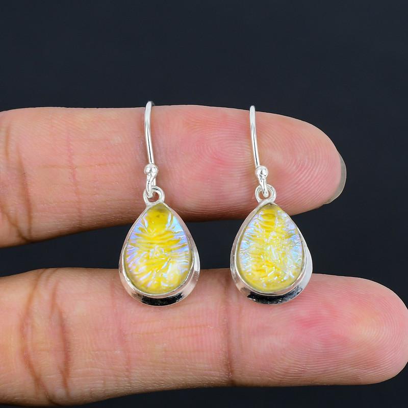 Серьги из желтого опала, стерлинговое серебро 925 пробы, серьги ручной работы, легкие, весовые, подарок для лучшей девушки, подарок на День благодарения