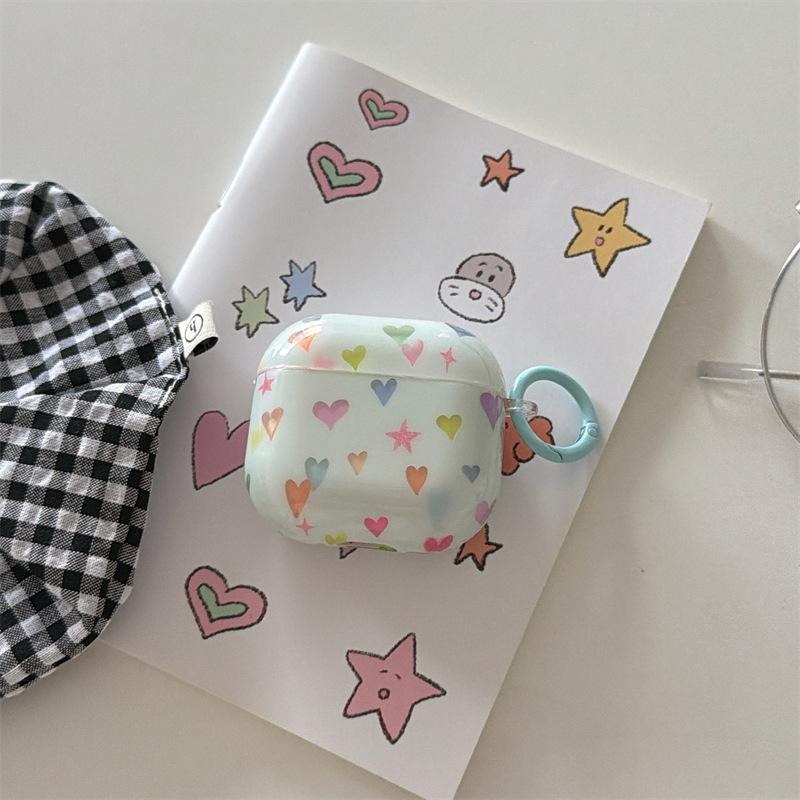 Japanese and Korean style color love applies to Apple AirPods 1 generation earphone case Pro1 Bluetooth earphone case 1st generation
