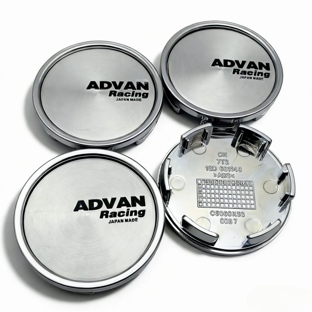 4pcs Advan Racing Logo Emblem Car Wheel Center Caps 58MM Clip 53MM Wheels Hub Cap Rim Hubcaps Dust Cover Replace Car Accessories