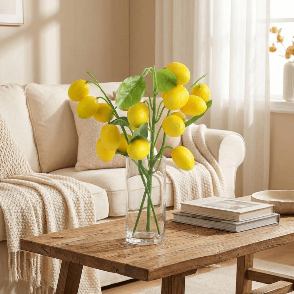 Realistic Artificial Lemon Branches Plastic Fruit Props DIY Fake Strawberry Vase Decoration
