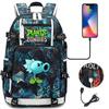 Double Shooter Plant USB Teen Student Backpack Unisex Casual Travel Rucksack