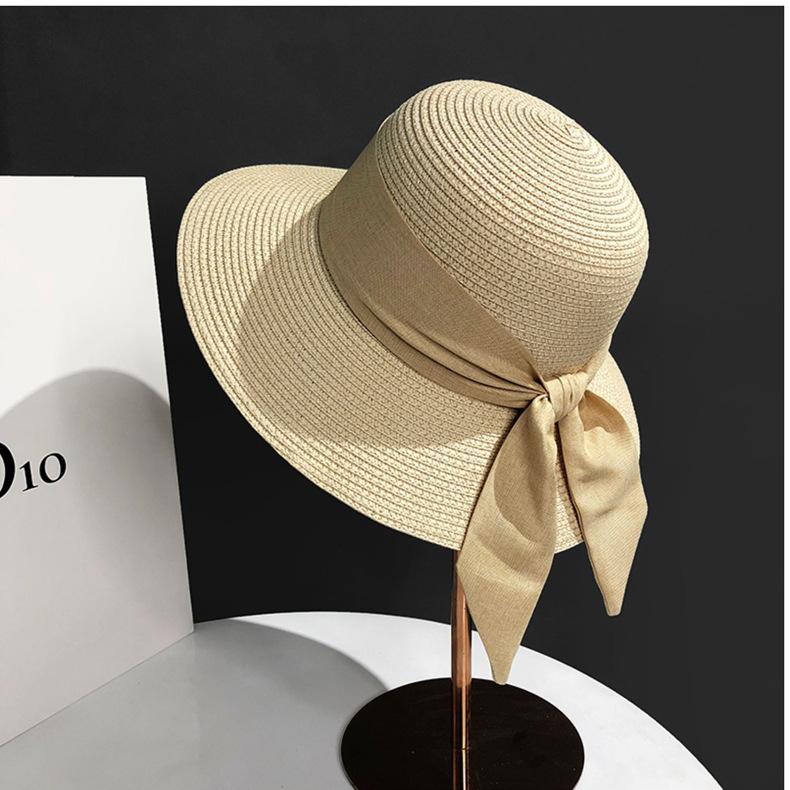 Straw Hat Female And Female Sunshade Summer Outing Beach Hat Bow Sun Hat Sunscreen Hat Versatile Large Brim