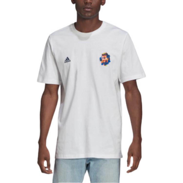 Adidas Футболка с буквенно-цифровым принтом Beckham, повседневная футболка с короткими рукавами, мужские топы, белые HC4155