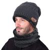 Men Warm  Winter Thicken Hat And Scarf Two-Piece Knit Windproof Cap