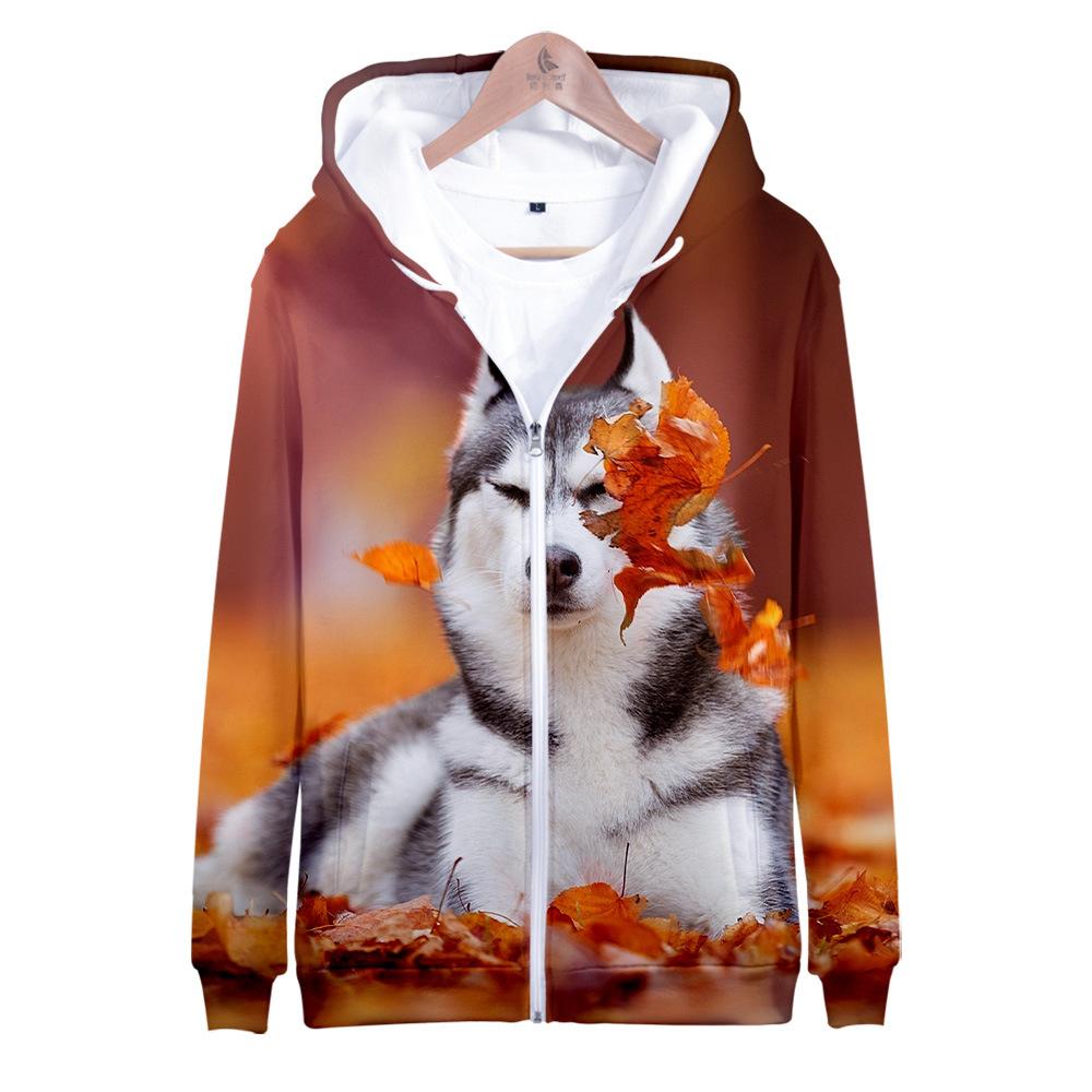 Autumn Dog Husky 3D Print Zip Hoodie Women Men Children Harajuku Sweatshirt Streetwear Hip Hop Zipper Hooded Jacket Male Tracksuit