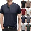 Men's Short Sleeved Shirt Men's 4-button T-shirt Casual Top