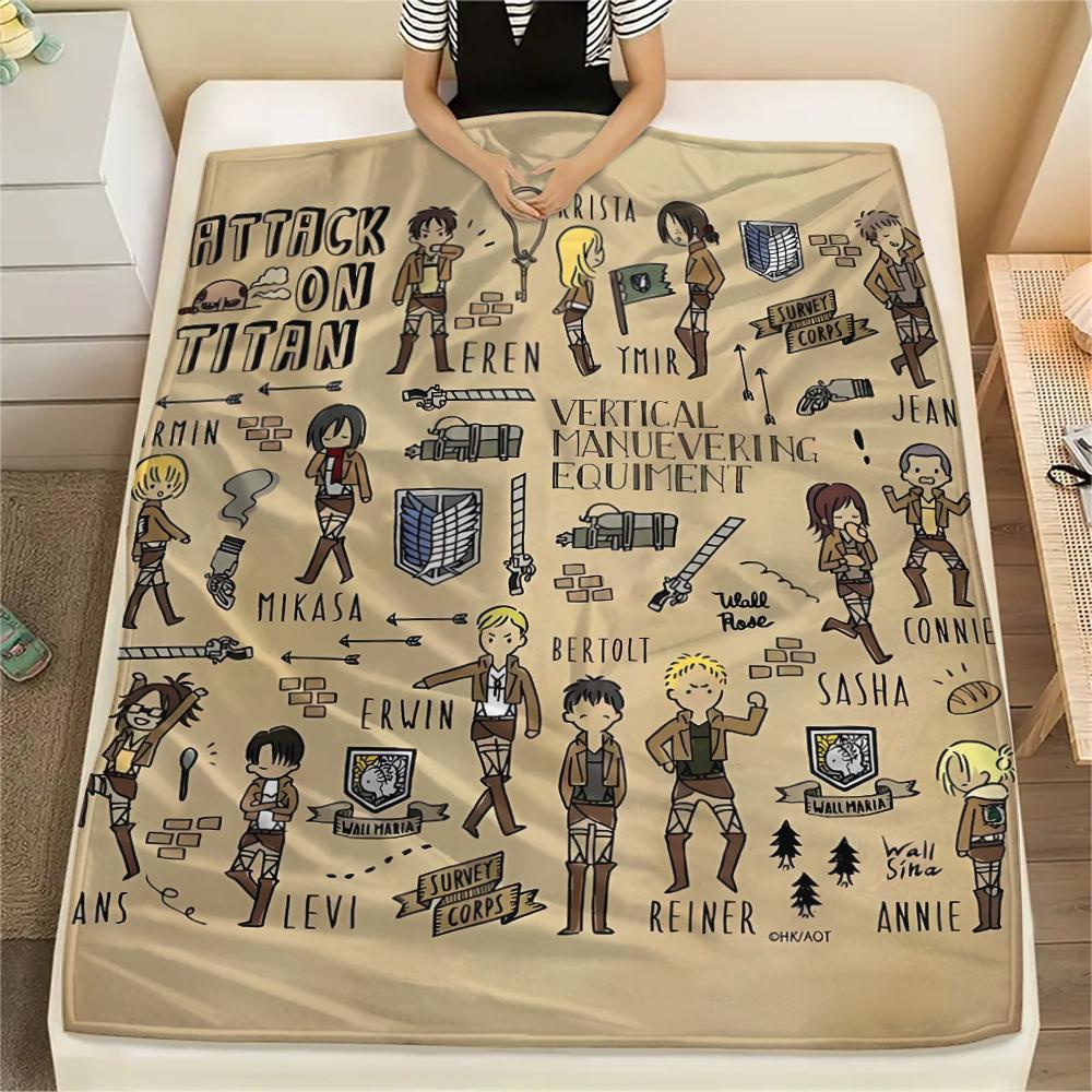 1 шт. Фланелевое одеяло с принтом «Атака титанов», Высокое качество, Для всех сезонов, Декор для дома, Тепло и комфорт, Идеально для рождественских подарков