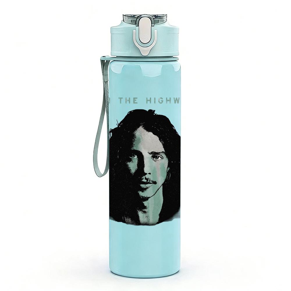 1PC Endangered dogs cage graphic print 750ml colorful plastic sports water bottle leakproof pop up lid with straw for outdoor work home use