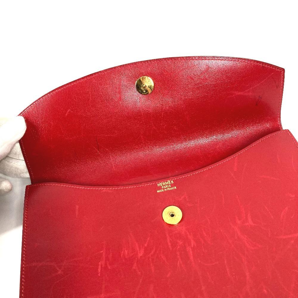 HERMES H logo vintage Pochette Rio Pochette Rio Clutch bag bag pouch Leather Red