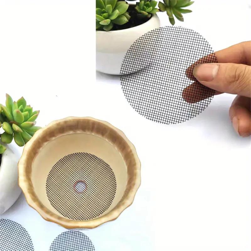50 шт. Сетка для горшка, Круглая сетка для дренажного отверстия для предотвращения потери почвы, Прокладка-сетка для дренажа растений, Садовые принадлежности