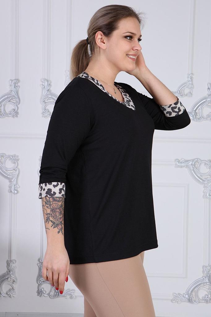 Женская блузка большого размера Черная блузка больших размеров