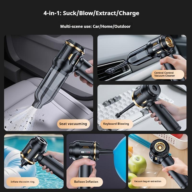 Wireless Handheld Car Vacuum Cleaner High Power 4 In 1 Blow Suction Inflate Deflate Rechargeable Portable For Car Home Outdoor