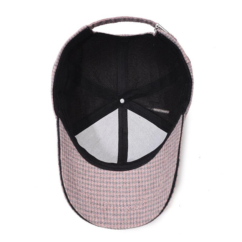 Клетчатая теплая кепка-зонтик женская шерстяная бейсболка весна-осень с рисунком «гусиная лапка»