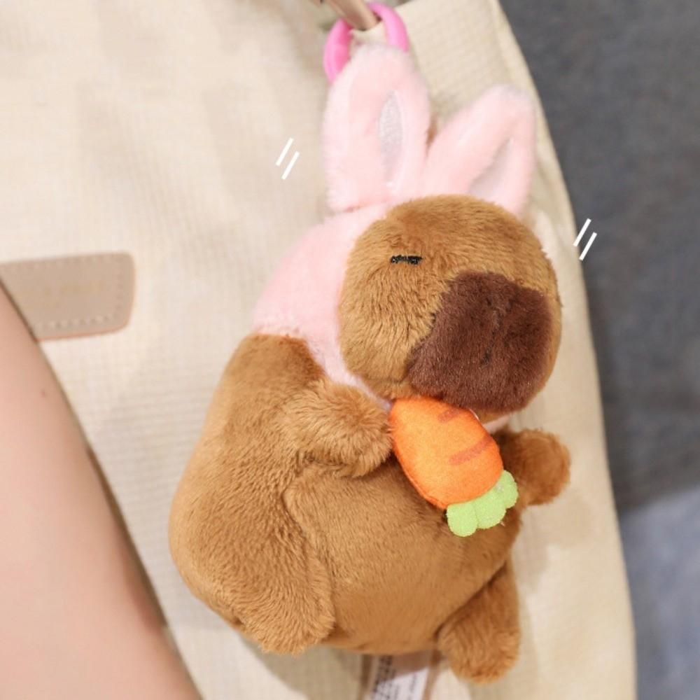Animal Shy Cat Dog Keychain Funny Plush Doll Pendant Capybara Plush Pendant  Kid Boys