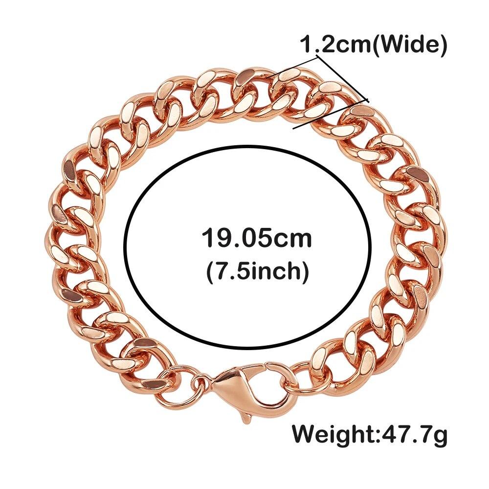 Ikuinen браслет из чистой меди для мужчин регулируемая кубинская цепочка с застежкой-лобстером в стиле панк 12 мм против царапин 7,5-9 дюймов ювелирные изделия мужские