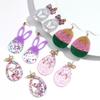 Cute Acrylic Sequin Bunny Easter Egg Earrings for Women Funny Glitter Bowknot Rabbit Splicing Drop Earring Trendy Jewelry Gifts