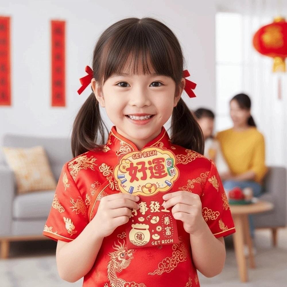 6pcs Year of The Horse Children's Money Bag Cartoon God of Wealth Red Pocket Birthday